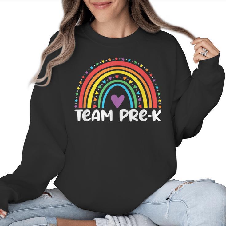 Team Pre-K Teacher Crew Squad Hello Back School Graduation Women Crewneck Sweatshirt