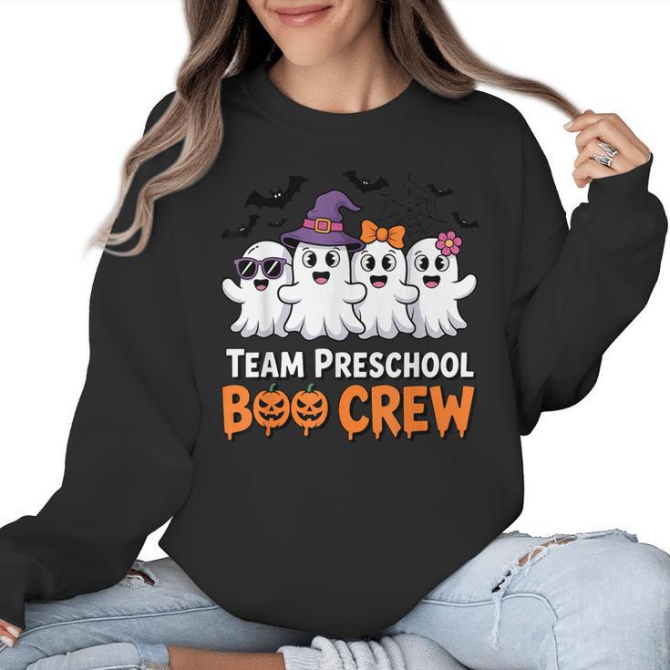 Team Preschool Boo Crew Halloween Teacher Student Costume Women Crewneck Sweatshirt