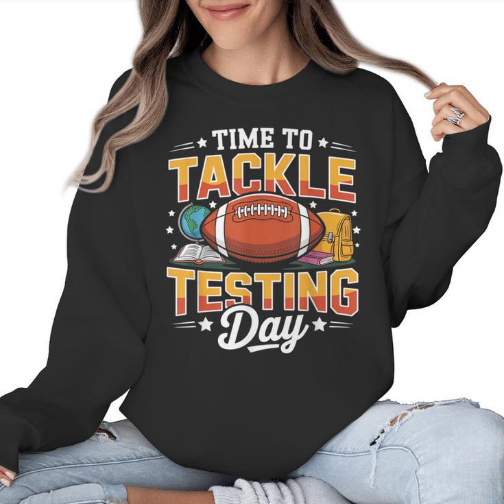 Test Day State Football Tackle Testing Day Sports Teacher Women Crewneck Sweatshirt