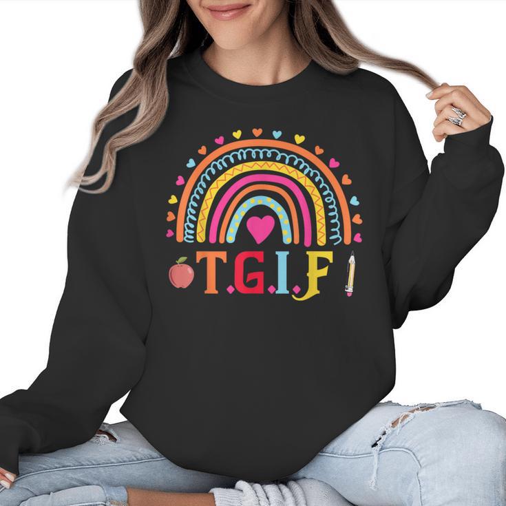 TGIF Teacher Appreciation Alphabet Thank God It's Friday For Men Women Girls Kids Women Crewneck Sweatshirt