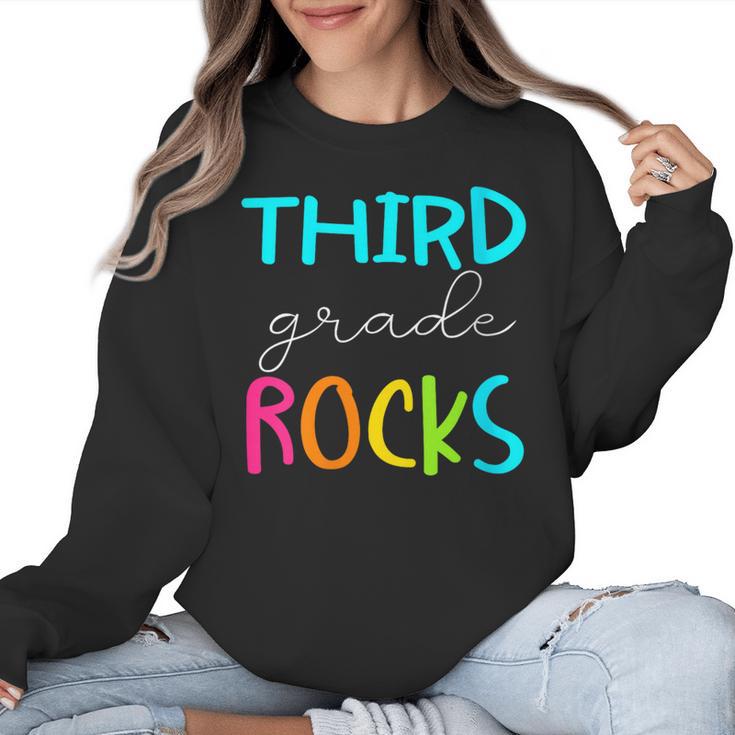 Third Grade Rocks Shirt Team 3rd Grade Teacher Women Crewneck Sweatshirt