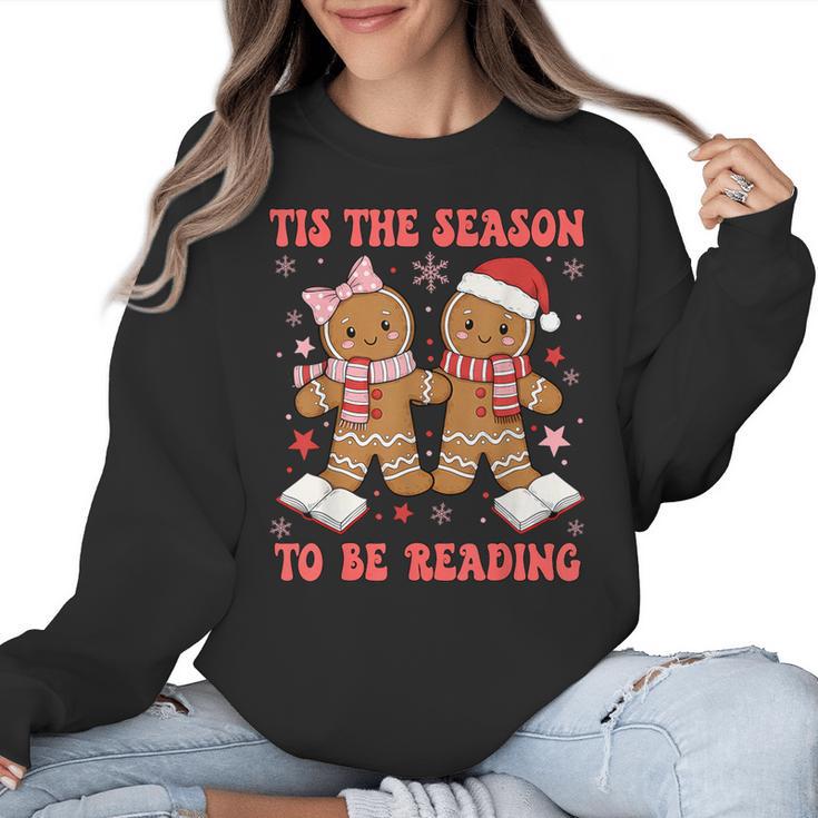 Tis The Season Reading Christmas Shirt Book Lovers Teacher Women Crewneck Sweatshirt