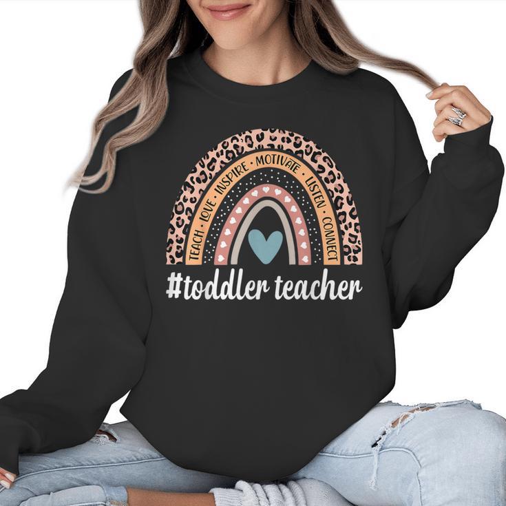 Toddler Teacher Rainbow Leopard Infant Teacher Men Women Women Crewneck Sweatshirt