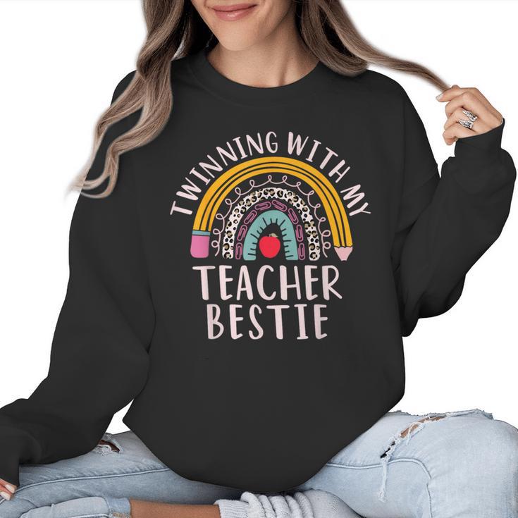 Twinning With My Teacher Bestie Spirit Week Girls Day Kids Women Crewneck Sweatshirt