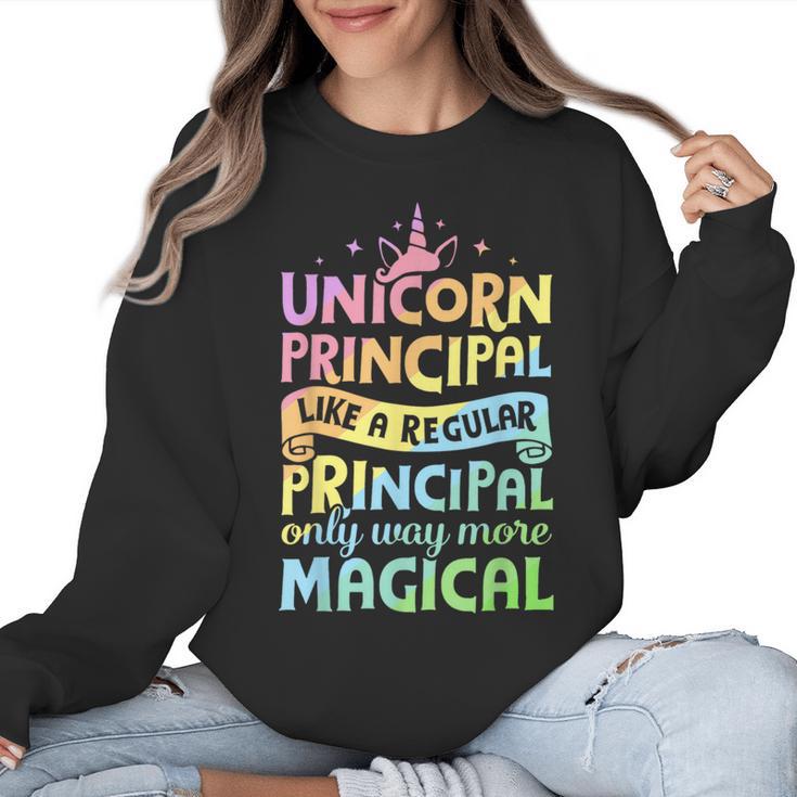 Unicorn Principal Back To School Teacher Appreciation Women Crewneck Sweatshirt