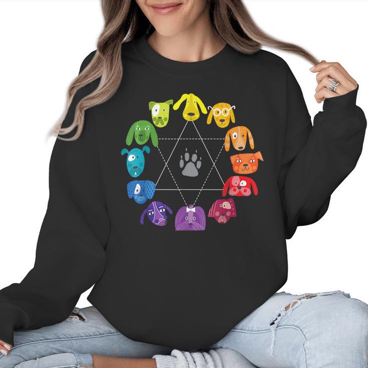 Unique For Artists By ADS Color Wheel Educational Art Teacher Dog Themed Artist Small Women Crewneck Sweatshirt