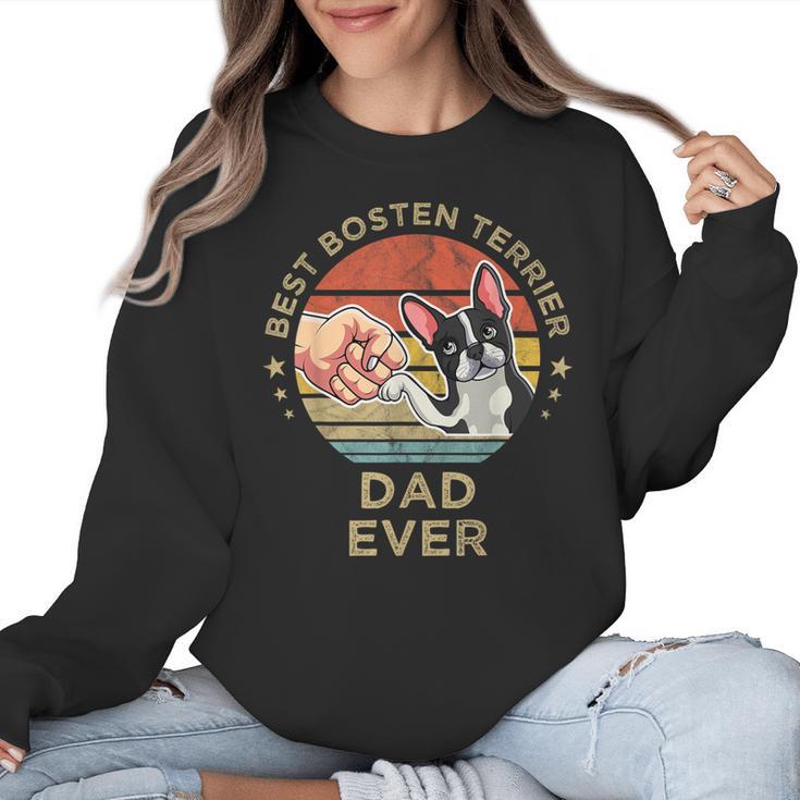 Vintage Best Boston Terrier Dad Ever Dog Father Father's Day Men Girls Kids Women Crewneck Sweatshirt