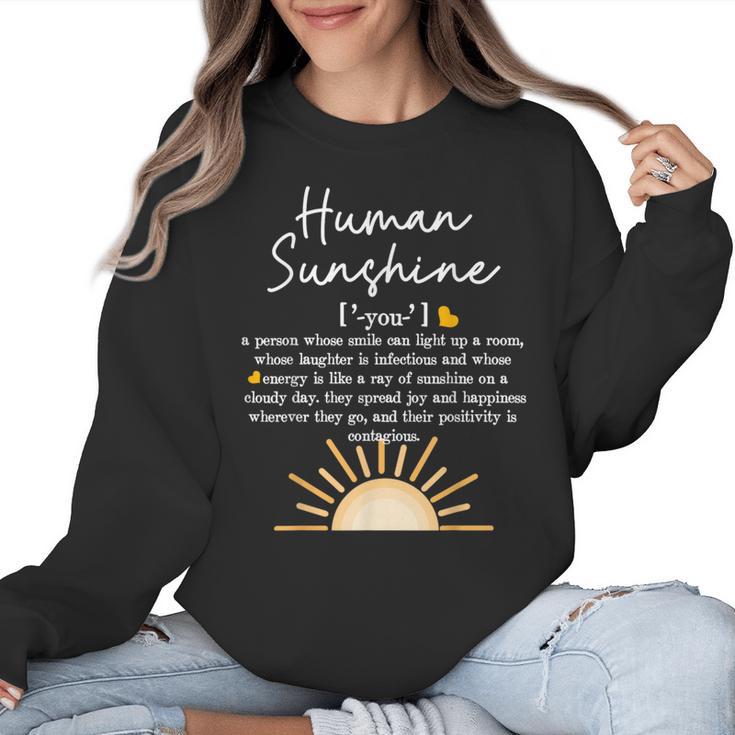 Vintage Human Sunshine Definition Teachers Mom Boss Women Women Crewneck Sweatshirt