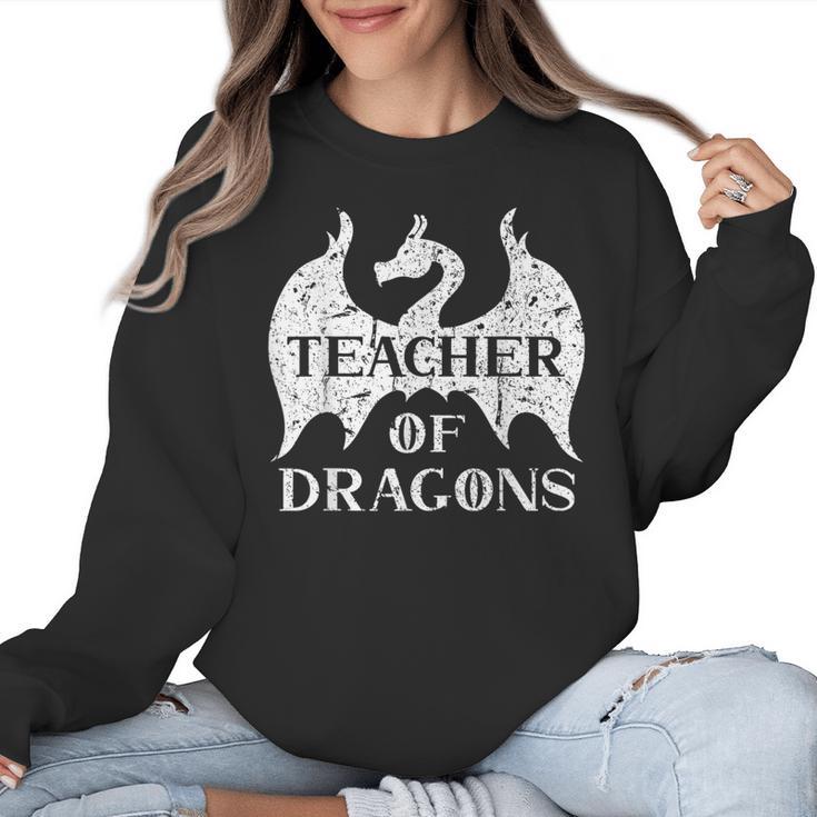 Vintage Teacher Of Dragons Quotes Teacher Student Women Crewneck Sweatshirt