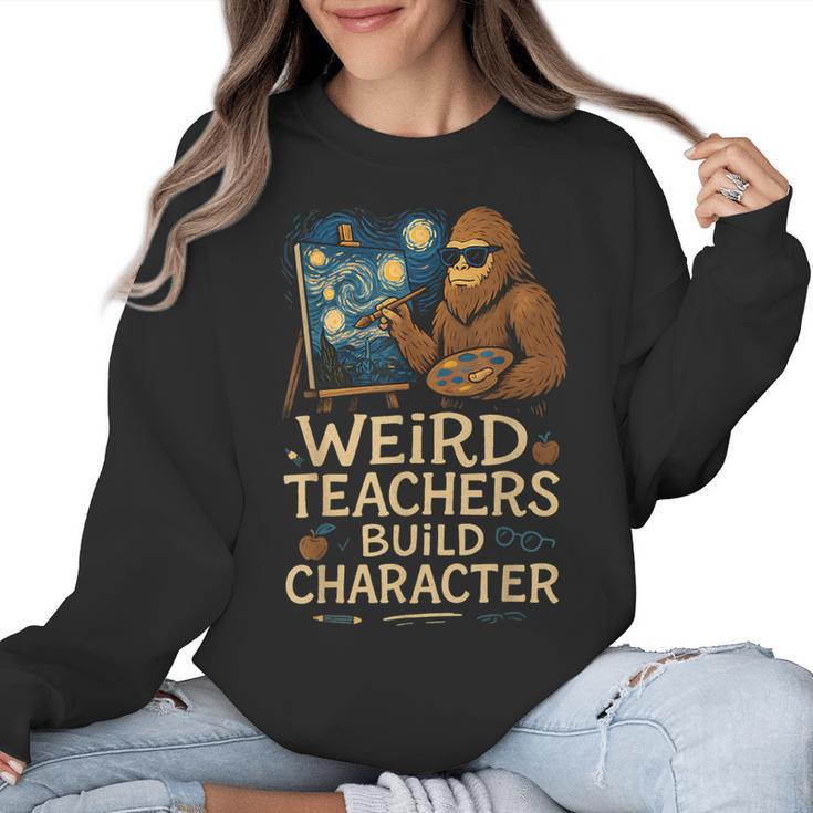 Weird Teachers Build Character Van Bigfoot Art Women Crewneck Sweatshirt