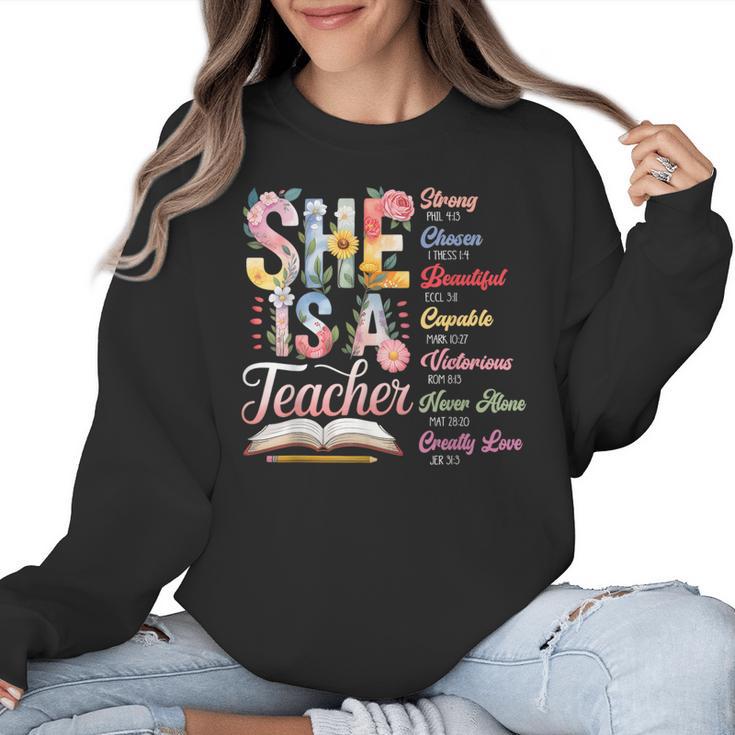 Women Bible Verse Christian Teacher God Says Back To School Women Crewneck Sweatshirt