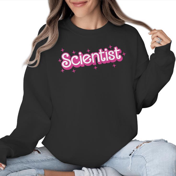 Women Retro Pink Scientist Science Teacher Back To School Women Crewneck Sweatshirt