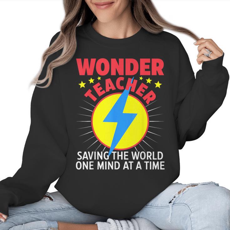 Wonder Teacher Costume Shirt Teacher Halloween Costume Men Women Women Crewneck Sweatshirt