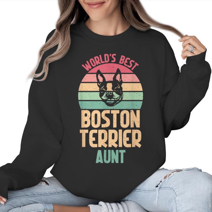 Worlds Best Boston Terrier Aunt Women Crewneck Sweatshirt