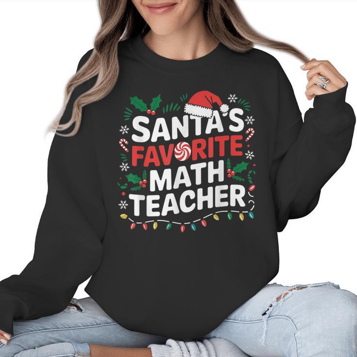 Xmas Lighting Santa's Favorite Math Teacher Christmas Women Crewneck Sweatshirt
