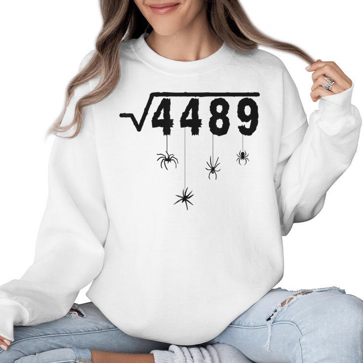 67 Meme Math Teacher 6 7 Halloween Spiders Square Root 4489 Women Crewneck Sweatshirt