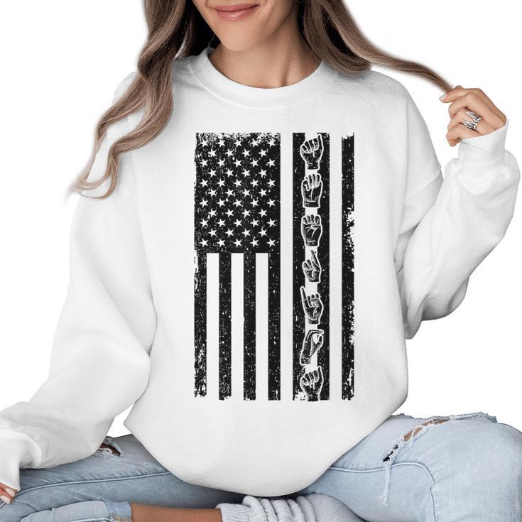 ASL Flag Sign Language Deaf ASL Teacher  For Men Women Women Crewneck Sweatshirt