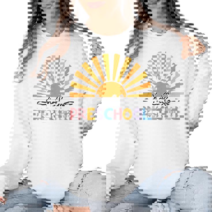 Back To School Hello Preschool For Kids Teacher Women Women Crewneck Sweatshirt