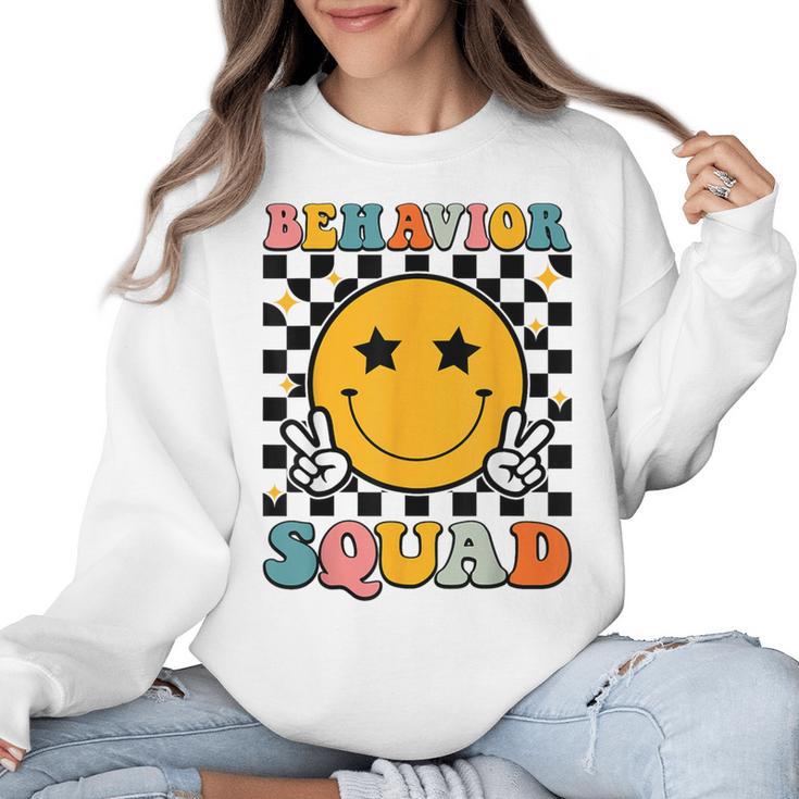 Behavior Squad Specialist Analyst Behavior Teacher Retro Women Crewneck Sweatshirt