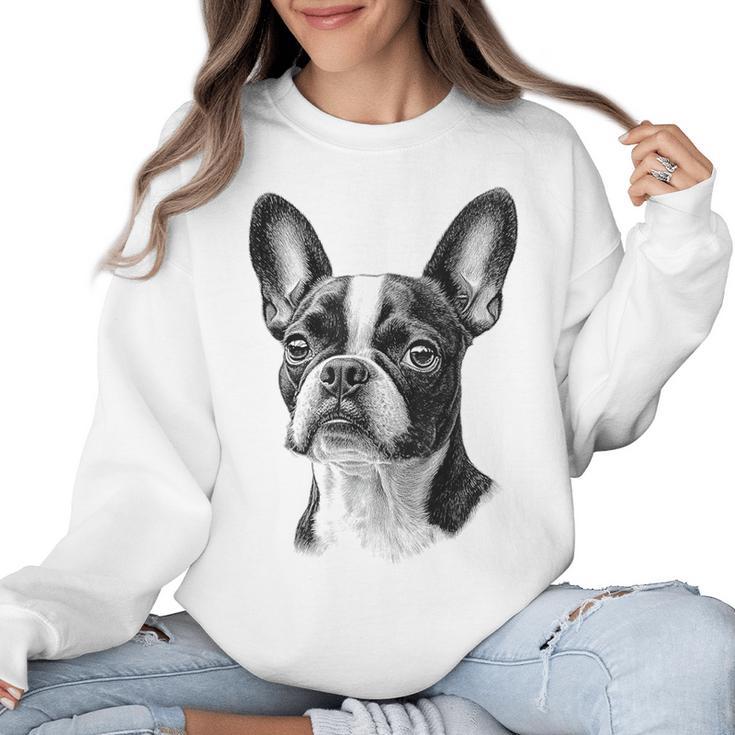 Boston Terrier Dog Motif Pet Illustration Boston Terrier For Men Women Kids Women Crewneck Sweatshirt