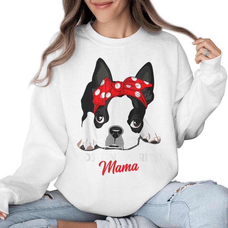 Boston Terrier Mum Dog Woman Idea Women Crewneck Sweatshirt