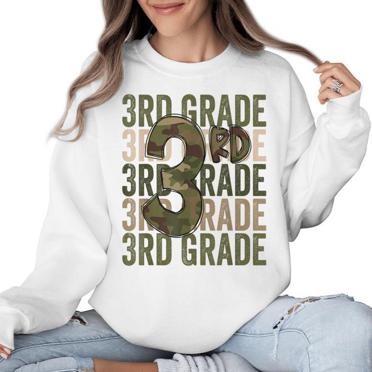 Camo Team 3rd Grade Squad Back To School Teacher Kids Boys Women Crewneck Sweatshirt
