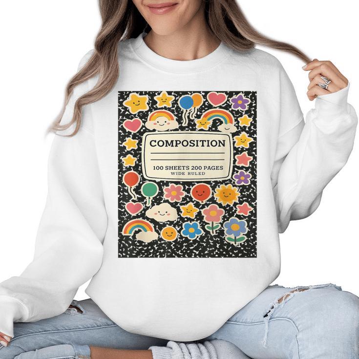 Composition Notebook Costume Teacher Matching Halloween Book Women Crewneck Sweatshirt