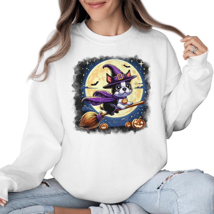 Cute Boston Terrier Halloween Costume Dog Lover Women Girls Women Crewneck Sweatshirt