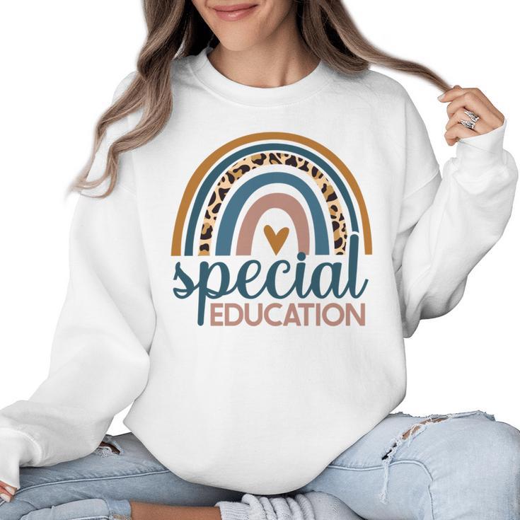 Cute Special Education Leopard Print SPED Teacher Idea Women Crewneck Sweatshirt