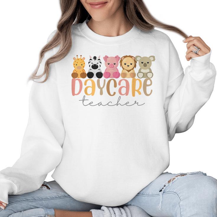 Daycare Teacher Animals Daycare Provider Back To School Women Crewneck Sweatshirt