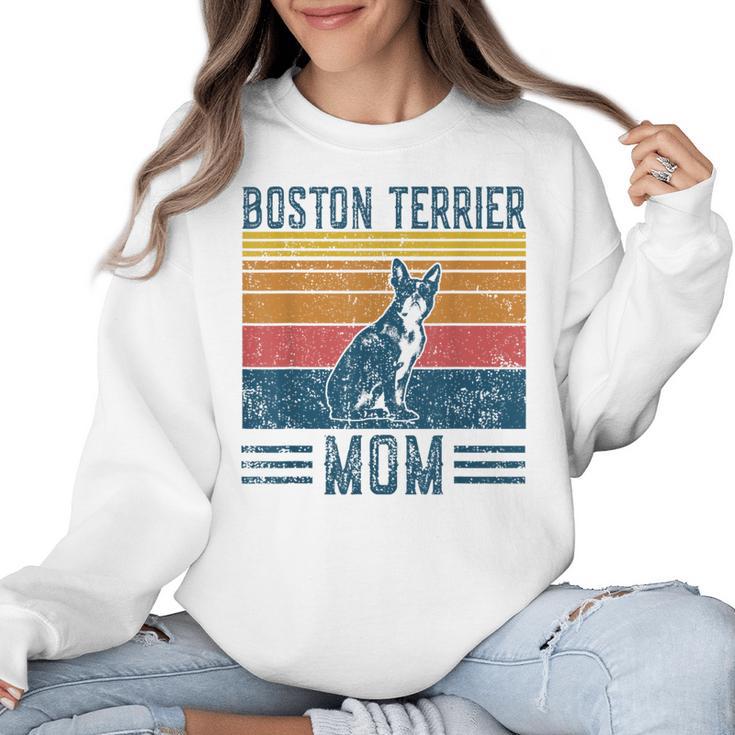 Dog Boston Terrier Mom Vintage Boston Terrier Mom Women Crewneck Sweatshirt