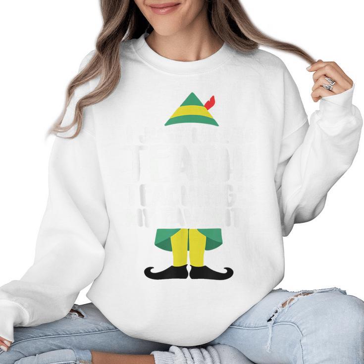 Duble2t I Just Like To Teach Teachings My Favorite Elf Teacher -Adults & -Kids Red Short Sleeve Women Crewneck Sweatshirt