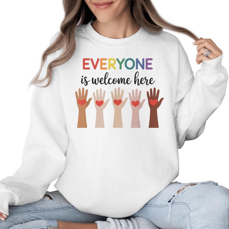 Everyone Is Welcome Here Idaho Teacher Women Crewneck Sweatshirt