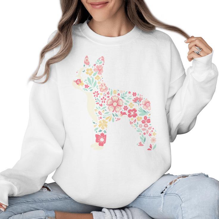 Floral FLower Boston Terrier Mom Grandma Women Crewneck Sweatshirt