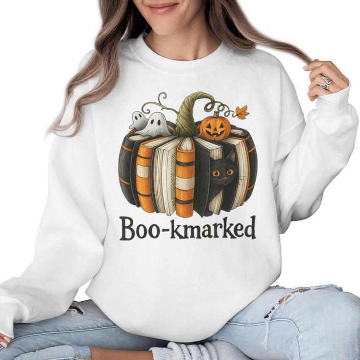 Fun Fall Book Lover Cute Teacher Student Halloween Women Crewneck Sweatshirt
