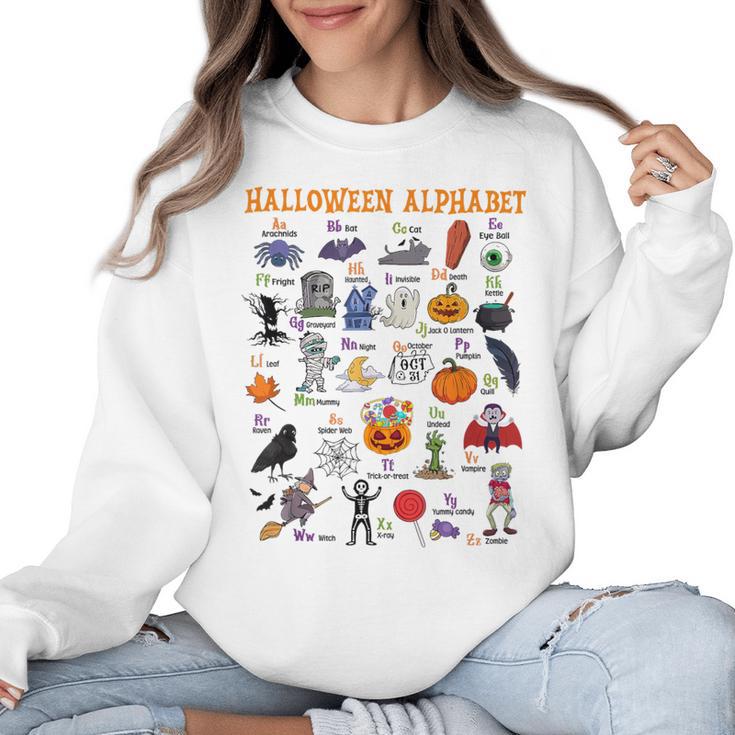 Halloween Alphabet ABCs Learning Kindergarten Teacher Women Crewneck Sweatshirt
