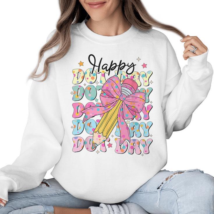 Happy Dot Day 2025 Coquette Bow Teachers Kids Boys Girls Women Crewneck Sweatshirt