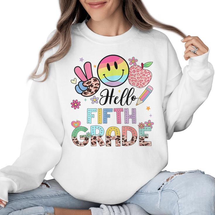 Hello 5th Grade Boy Girl Teacher Back To School 5th Grade Women Crewneck Sweatshirt