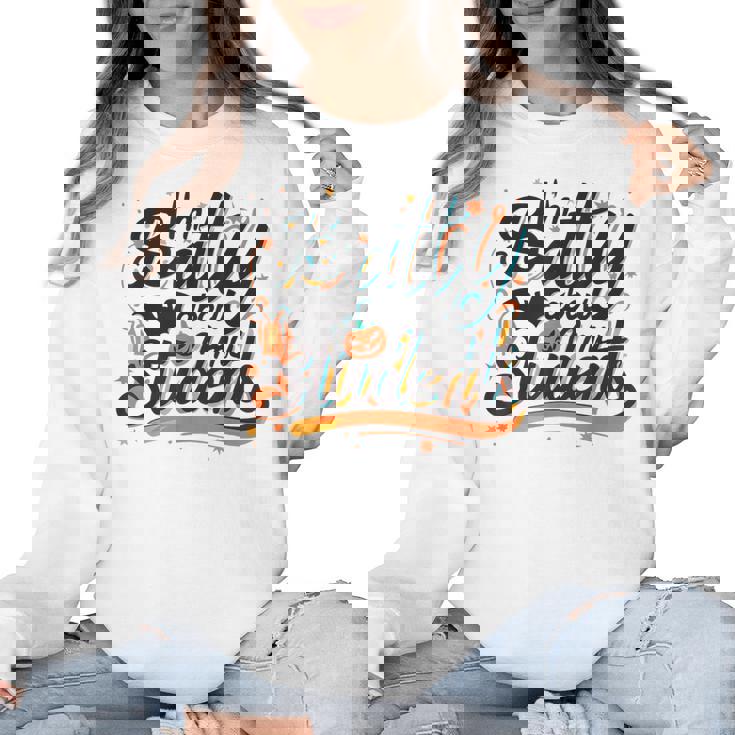 I&#x27;m Batty About My Students Watercolor Bat Teacher Halloween Women Crewneck Sweatshirt