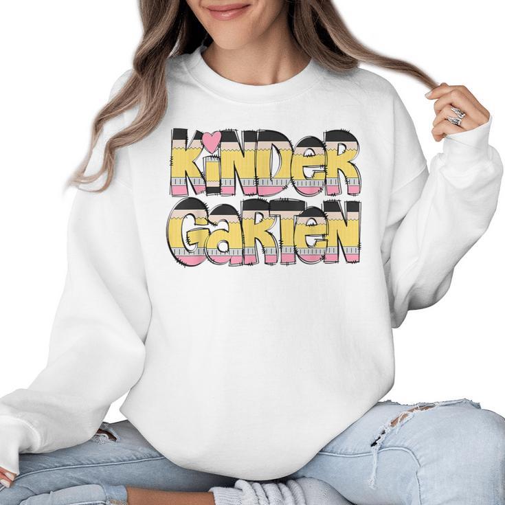 Kindergarten Pencil First Day Of School Teacher Toddler Kids Women Crewneck Sweatshirt