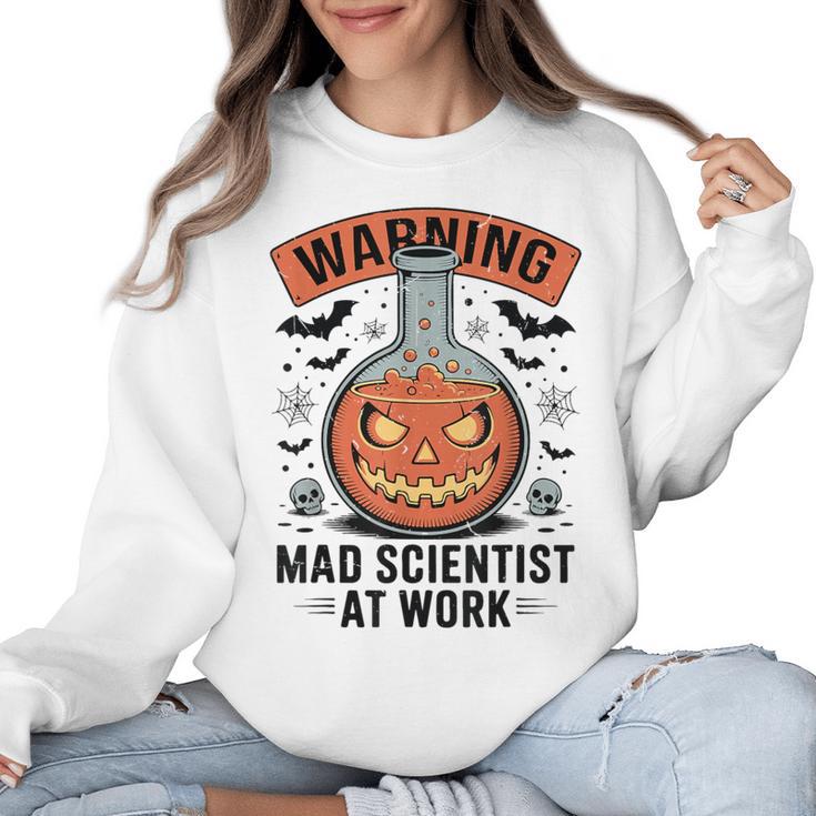 Mad Scientist Pumpkin Science Teacher Halloween Costume Kids Women Crewneck Sweatshirt