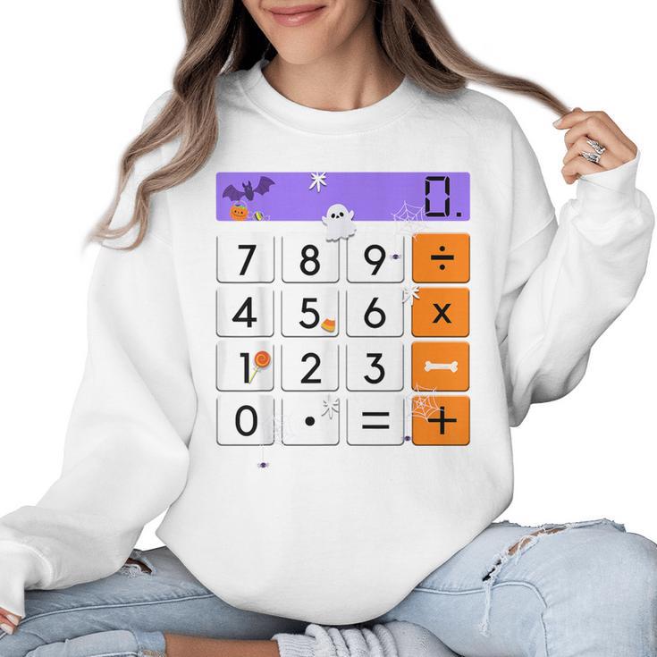 Math Teacher Halloween Costume Calculator Math Pun Women Crewneck Sweatshirt