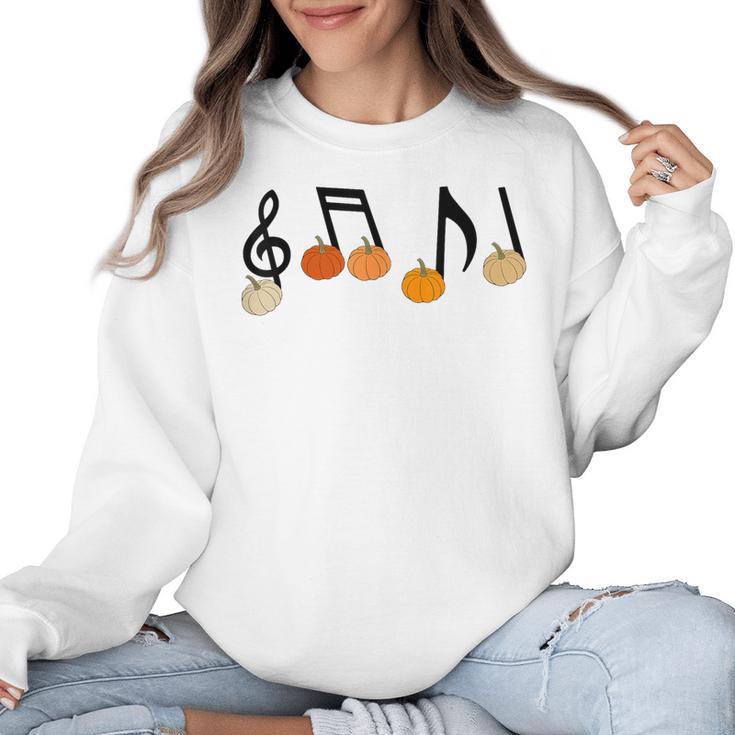 Music Notes Pumpkin Music Teacher Musician Fall Halloween Men Women Kids Women Crewneck Sweatshirt