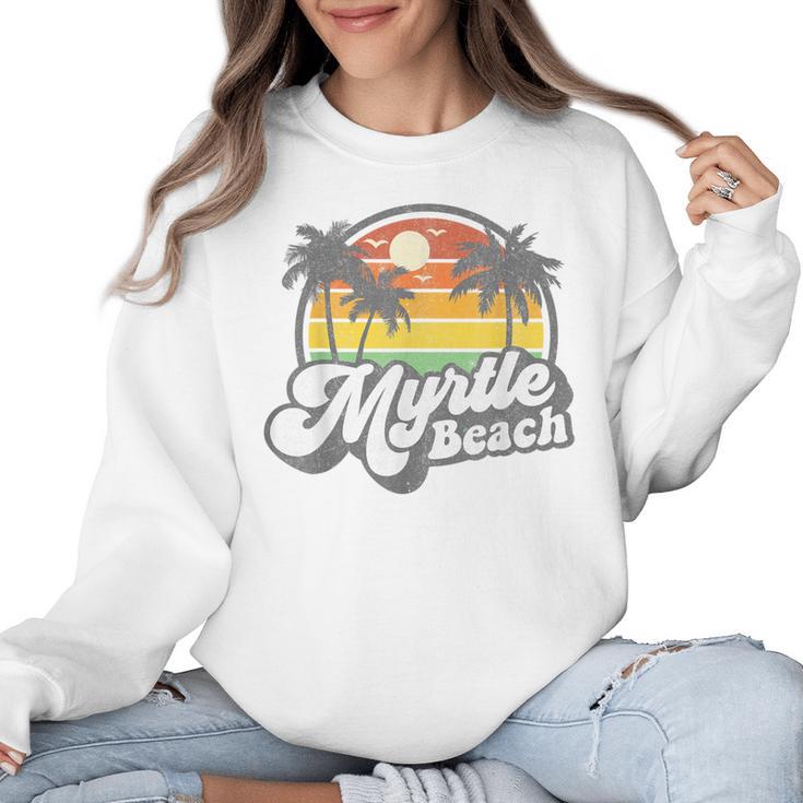 Myrtle Beach South Carolina Retro 70s Vintage Vacation Women Crewneck Sweatshirt