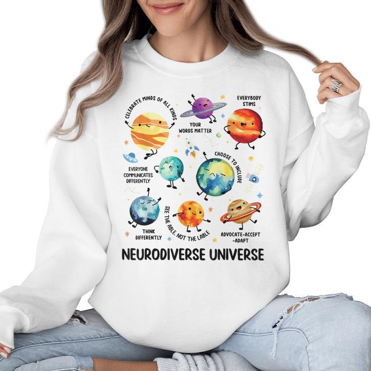 Neurodiverse Universe Space Planet Special Education Teacher Women Crewneck Sweatshirt