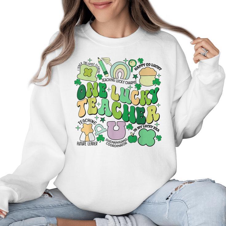 One Lucky Teacher St Patrick's Day Irish Teacher Lucky Era Women Crewneck Sweatshirt