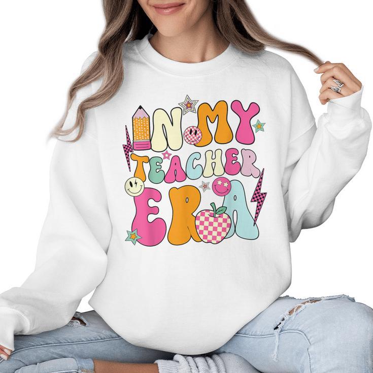 Retro Groovy In My Teaching Era Best Teacher Appreciation Women Crewneck Sweatshirt
