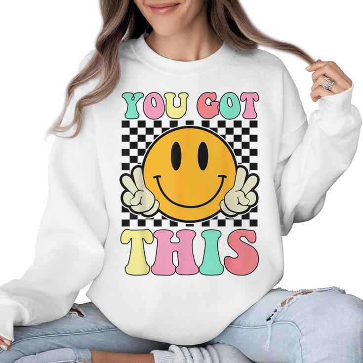 You Got This Retro Smile Motivational Testing Day Teacher Women Crewneck Sweatshirt
