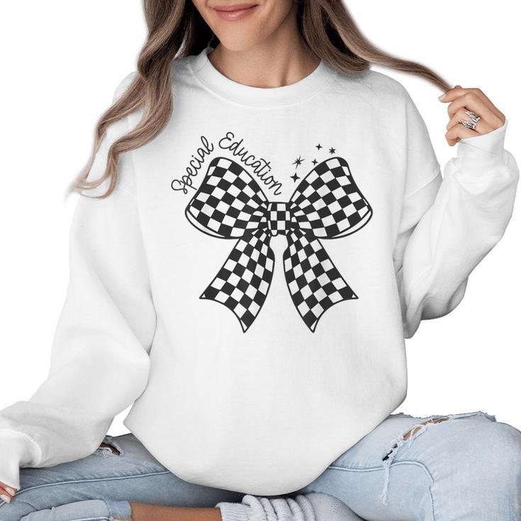 Retro Special Education Squad Coquette Bow SPED Teacher Women Crewneck Sweatshirt
