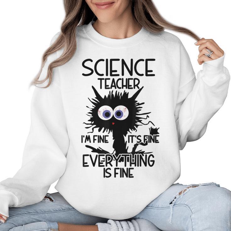 Science Teacher Appreciation Merch -Adults -Youth Grey Classic Fit Modern Science Theme Cartoon Women Crewneck Sweatshirt